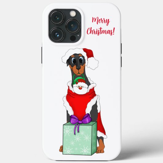 サンタの格好をしたかわいいドーベルマン メリークリスマス Case-Mate iPhoneケース (裏面)