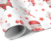 サンタの模様。プレゼントとツリーが白背景に ラッピングペーパー (ロールコーナー)