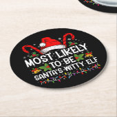 サンタの機転あるエルフのクリスマス賞に最もふさわしい ラウンドペーパーコースター (アングル)
