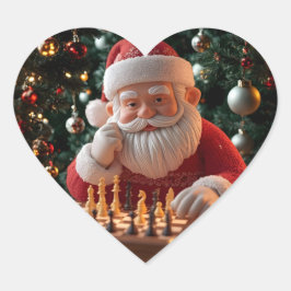サンタの次の手 – おもしろいチェスのクリスマスステッカー ハートシール