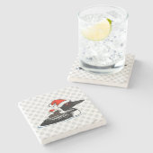 サンタの水潜り鳥 ストーンコースター (横)