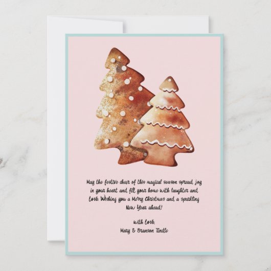 サンタの水色ビンテージクリスマスクッキー シーズンカード (正面)