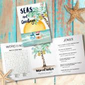 サンタの海＆グリーティングビーチゲーム＆ジョークス 三つ折りクリスマスカード