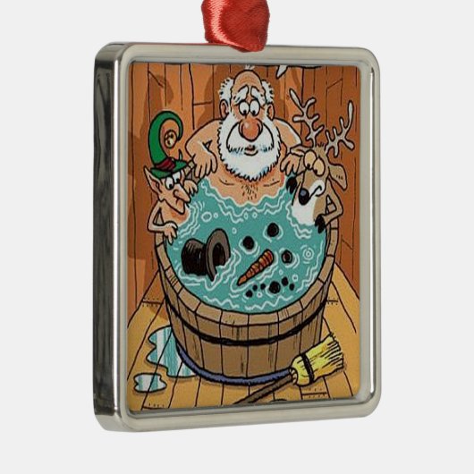 サンタの温水浴槽のクリスマスツリーのオーナメント メタルオーナメント (右)