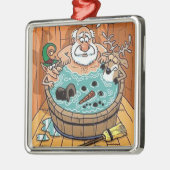 サンタの温水浴槽のクリスマスツリーのオーナメント メタルオーナメント (左)