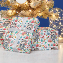 サンタの潜水士 クリスマスカード ラッピングペーパー