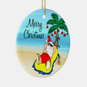 サンタの熱帯クリスマスのオーナメントのリラックス セラミックオーナメント (右)