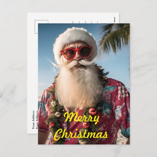 サンタの熱帯クリスマス シーズンポストカード (正面/裏面)