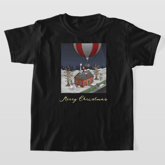 サンタの熱気球 Tシャツ (レイダウン)
