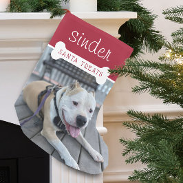 サンタの特典 ドッグ ファン フォト スモールクリスマスストッキング