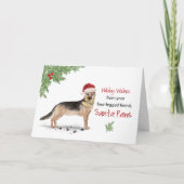 サンタの犬からのドイツの羊飼いおもしろいのクリスマス カード (正面)