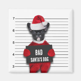 サンタの犬の指名手配写真 楽しいクリスマス マグネット