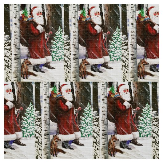 サンタの狐の生地 ファブリック (見本)