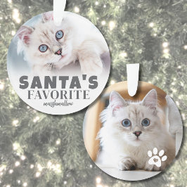 サンタの猫お気に入りの写真クリスマス オーナメント
