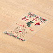 サンタの甘い到着の赤ちゃんシャワー アクリル招待状 (レイダウン)