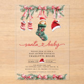 サンタの甘い到着の赤ちゃんシャワー アクリル招待状 (正面)