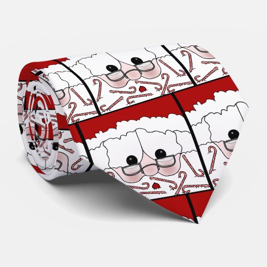 サンタの甘い頬 – キャンディケインヒゲ ネクタイ (ロール)