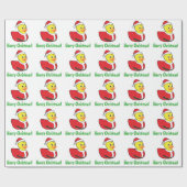 サンタの用品類のクリスマスのゴム製アヒルちゃん ラッピングペーパー (フラット)