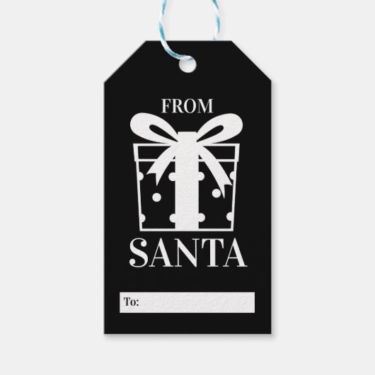 サンタの白黒 ギフトタグ (正面)