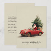 サンタの真っ赤なコンバーチブルでのドライブ シーズンカード (正面/裏面)