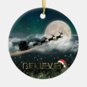 サンタの真夜中に乗るクリスマスオーナメント セラミックオーナメント (正面)