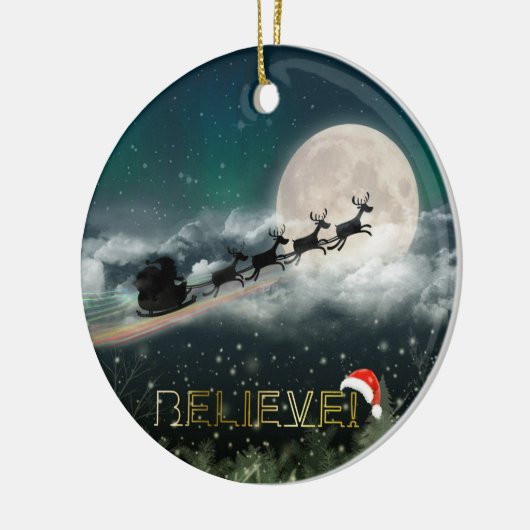 サンタの真夜中に乗るクリスマスオーナメント セラミックオーナメント (左)