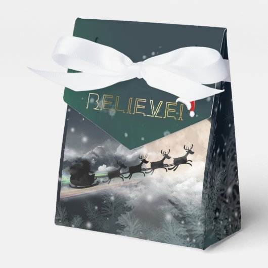 サンタの真夜中に乗るクリスマスリボンのお願い箱 フェイバーボックス (正面サイド)