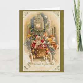 サンタの真夜中の走クリスマスカード シーズンカード