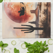 サンタの砂漠の乗り物 – 西クリスマス キッチンタオル (折り畳み)