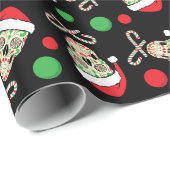 サンタの砂糖スカル及びキャンデー(カスタマイズ可能な) ラッピングペーパー (ロールコーナー)