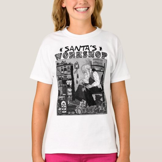 サンタの研修会およびおもちゃのクリスマス場面Tシャツ Tシャツ (正面)