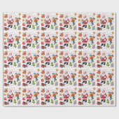 サンタの研修会のおもちゃの包装紙の白 ラッピングペーパー (フラット)