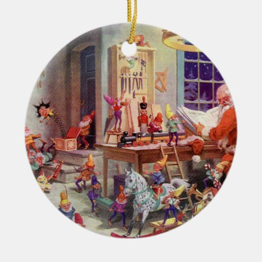 サンタの研修会 セラミックオーナメント (正面)