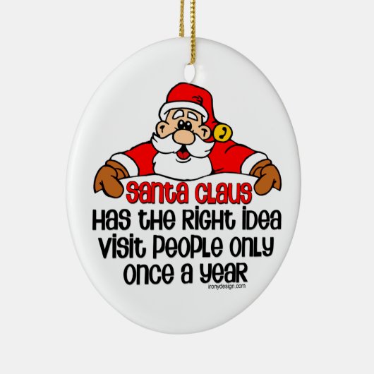 サンタの社会的なユーモア セラミックオーナメント (右)