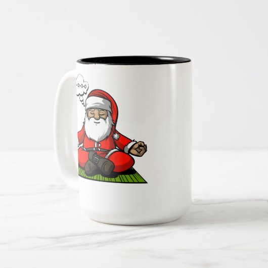 サンタの禅のヨガの黙想のクリスマス ツートーンマグカップ (正面左)