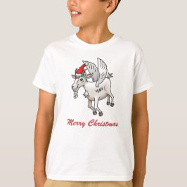 サンタの空飛ぶクリスマスのヤギ Tシャツ
