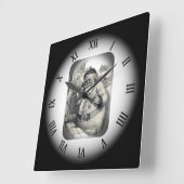 サンタの窓から……に電話して〜を挨拶する スクエア壁時計 (傾斜)