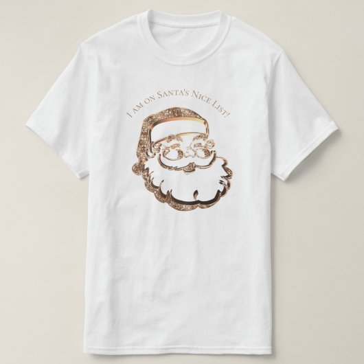 サンタの素敵なリストかわいい父おもしろいクリスマス金ゴールド Tシャツ (デザイン正面)