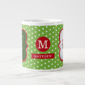 サンタの素敵なリストクリスマスフォトモノグラム名 ジャンボコーヒーマグカップ (正面)