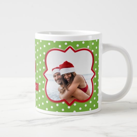 サンタの素敵なリストクリスマスフォトモノグラム名 ジャンボコーヒーマグカップ (右)