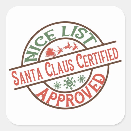 サンタの素敵なリスト承認ワードアートクリスマス スクエアシール (正面)