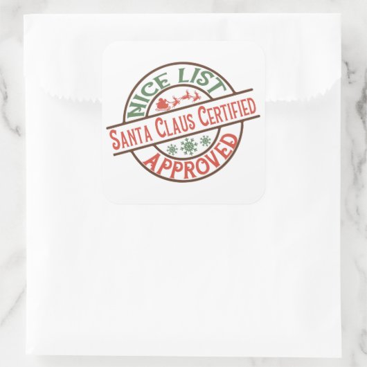 サンタの素敵なリスト承認ワードアートクリスマス スクエアシール (バッグ)