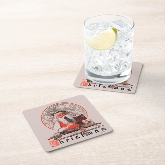 サンタの経費 スクエアペーパーコースター (インサイチュ)