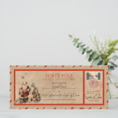 サンタの編集可能ヴィンテージクリスマスギフト券 カード (スタンド正面)