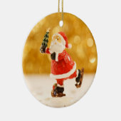サンタの置物のアイススケートのクリスマスのオーナメント セラミックオーナメント (右)
