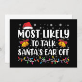 サンタの耳が落ちちゃうほどおしゃべりな家族のクリスマス Xmas 招待状 (正面/裏面)