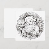 サンタの聖なるポインセチアのリース クリスマスのぬりえ  シーズンカード (正面/裏面)