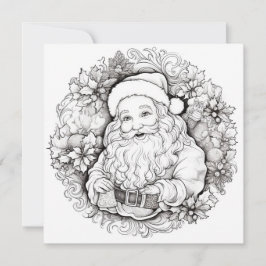 サンタの聖なるポインセチアのリース クリスマスのぬりえ  シーズンカード