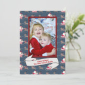 サンタの背景に赤いクリスマスフォトフレーム シーズンカード (スタンド正面)
