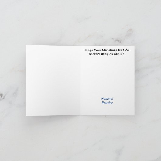 サンタの背骨カイロプラクティッククリスマスカード カード (内部)